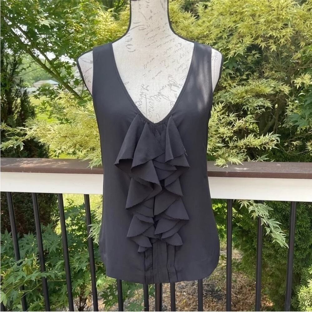 Tory Burch Black Ruffle V-Neck Sleeveless Tunic - Picture 8 of 8